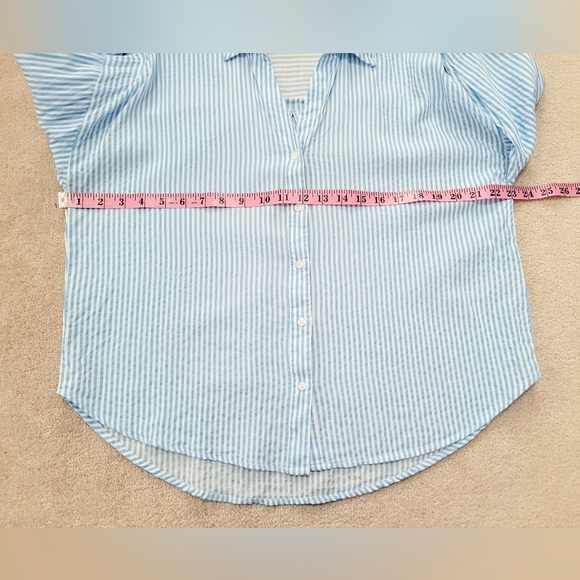 Vero Moda Woman's Oversize Size Small Button Up Shirt Blue White Stripe Blouse - Picture 10 of 14